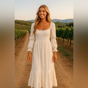 Nothing Fits But Muslin Yuki Maxi Dress 100% Cotton Gauze Nursing Maternity Boho